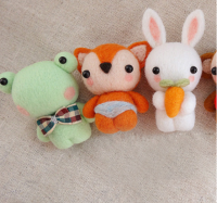 Little fox, little elephant frog, Rabbit Pendant wool needlepoint kit wool felt needle felting decoration craft needlecraft DIY