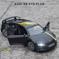 1:32รถออดี้ V10 R8รถซูเปอร์คาร์พร้อมโมเดลรถอัลลอยรถของเล่นแบบ Diecast และเบาดึงจำลองของขวัญของเล่นแบบจำลองรถ