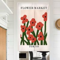 【YD】 Floral Doorway Curtain Noren Short Curtains for Hanging Half Drapes Door