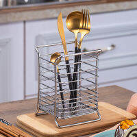 Multifunction Household Stainless Steel Chopsticks Holder Spoon Fork Cutlery Drainer Kitchen Storage Cage Kitchen Utensils Organizer Hollow Out Kitchenware Storage Rack for Home Restaurant