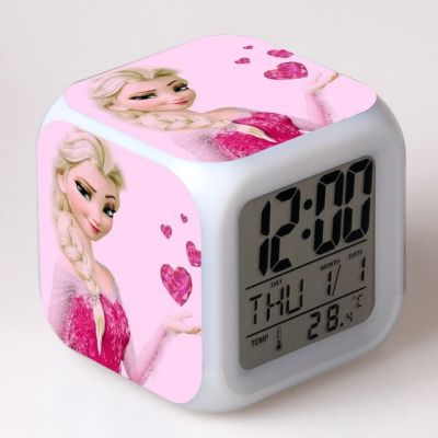 【Worth-Buy】 เอลซาแอนนานาฬิกาปลุกรูปการ์ตูนของเล่นสำหรับเด็กนำ Reloj Despertador นาฬิกาปลุกไฟฟ้าดิจิตอลไฟปลุก Reveil Wekker