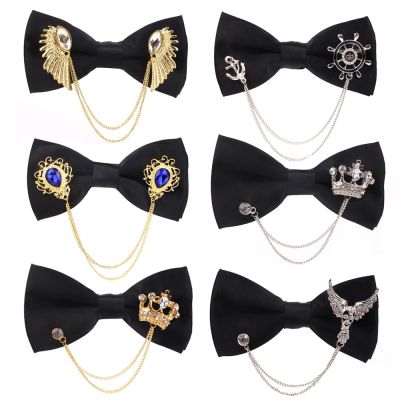 ™ Men Black Bowtie Metal Decoratio Bow Tie For Men Women Uniform Collar Butterf Bowknot Adult Suit Bow Ties Cravats Male Bowties