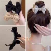 ▥✆ Elegant Lady Hair Clip Solid Color Lady Hair Claw Big Bow-knot High-end Women Hair Gripper Hair-fixed