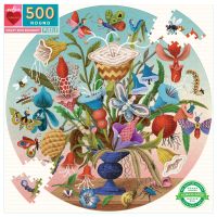 eeBoo Crazy Bug Bouquet 500 Piece Round Puzzle - จิ๊กซอว์รูปแมลงและช่อดอกไม้แบบ 500 ชิ้น