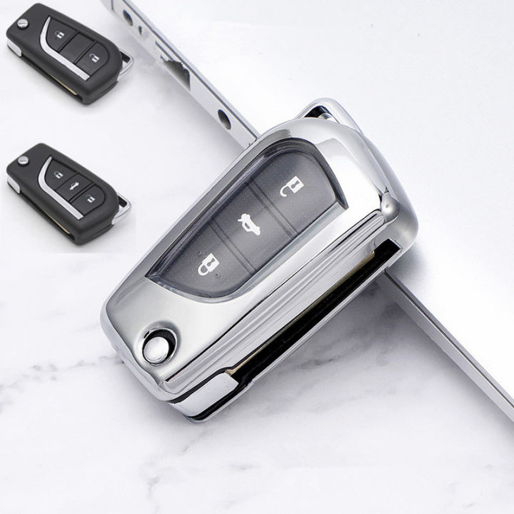 สินค้าใหม่-เคสกุญแจวีออสยาริสเคสกุญแจรถยนต์-toyota-ชุบโครเมียม-tpu-สะท้อนแสง