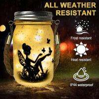 Outdoor Waterproof Solar Night Lights Hanging Frosted Glass Mason Jar Fairy Lantern Rechargeable Lamp Garden decoration