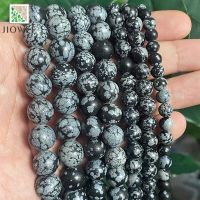 Snow Flake Obsidian Jaspers Loose Round Beads Natural Stone  For Diy Bracelet Necklace Jewelry Making 15" Strand 4 6 8 10 12MM Beads