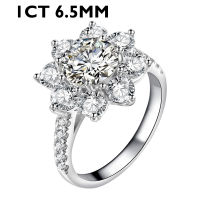 DIMINGKE Sunflower 12CT 8MM D Moissanite Female Silver Ring Passed Diamond Test High Jewelry Wedding Cocktail Party