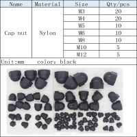 80pcs/Set Nylon Hexagon Domed Cap Acorn Nuts M3 M4 M5 M6 M8 M10 M12 Ball Head Nut White Black Plastic Round Head Hex Nuts