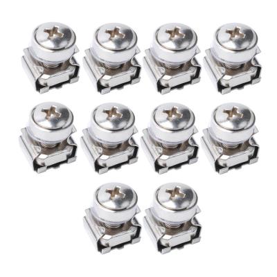 ”【；【-= 2/3 10 Pack Lot - M6*20 Rack Mount Cage Nuts &amp; Screws W/ Washers - Square Clips
