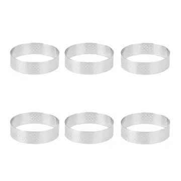 6pcs,3.15 Inch Tart Ring, Perforated Tart Rings for Baking