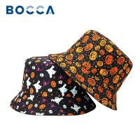 {You have a hat}Bocca Topi Bucket All SaintsDay ฟักทองพิมพ์ลายผีปานามาหมวกใส่ตกปลาการ์ตูน Unisex สองด้านหมวกกลางแจ้งดวงอาทิตย์