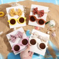 【jw】❈  2pcs Baby Hairbands Round Sunglasses Bow Headband Children Glasses Protection No Paper Accessories