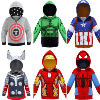 Spring Autumn Boys Coats Marvel Avengers Iron Man Spiderman Hooded Boy Jacket Children Warm Outerwear Kids Clothes