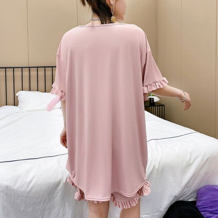 size-8xl-150kg-2pcset-sequins-pajama-suit-female-sleepwear-women-large-size-pajama-sets-short-sleeve-summer-nightwear