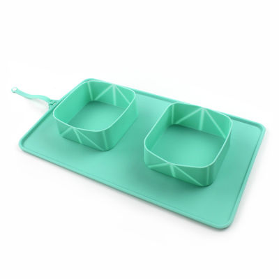 Pet bowl silicone folding bowl non-slip cat food tray dog double bowl dog bowl outdoor portable pet dog food bowl water cup