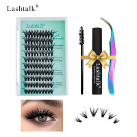 Lashtalk ชุดขนตาปลอม DIY แบบทำมือ40P D Curl Lash กลุ่มกาวติดกาว1ชุดตัวต่อขนตา10มัด8-16มม. จาก Nagaraku Dovetail ขนตา Peralatan Rias ธรรมชาติ