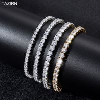 TAZIRN 5A สร้อยข้อมือสร้อยเทนนิสเพชรสังเคราะห์,สร้อยข้อมือทอง14K/ทองคำขาวสร้อยข้อมือ CZ สำหรับผู้หญิงของขวัญงานเลี้ยงวันเกิดของขวัญครบรอบ