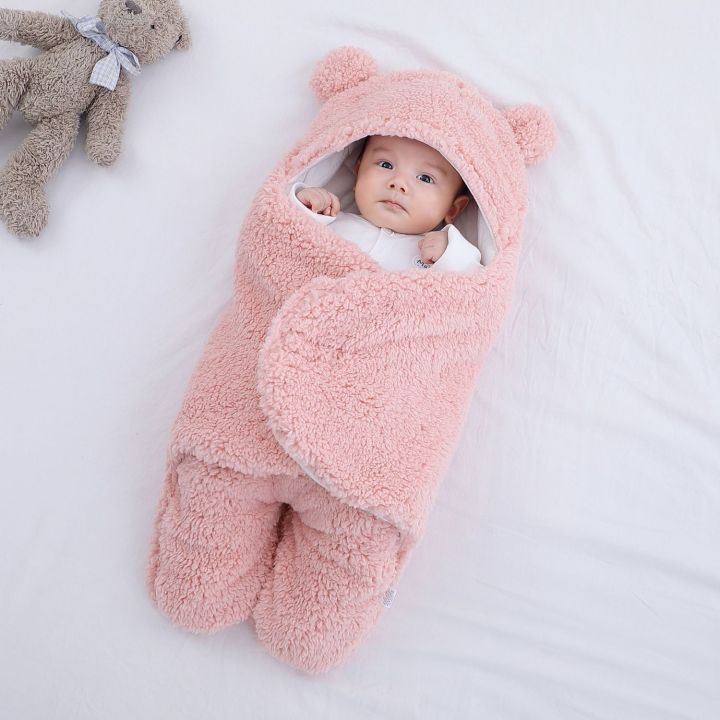 bm-ผ้าห่มห่อทารกแรกเกิดมีฤดูใบไม้ร่วงและฤดูหนาวหนาเพื่อรักษาความอบอุ่นทารกแรกเกิดมีเท้าห่อในฤดูใบไม้ผลิ