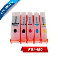 Colorsun 5Pc 480ตลับหมึกรีฟิล Cli481สำหรับ Canon Ts6140 Tr7540 Tr8540ตลับหมึก Pgi-480ด้วยชิป Arc