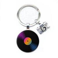 【DT】Hot Personality Simple Classical Style Vinyl Record Retro Phonograph Record Dome Glass Keychain Pop Music Lovers Gifts Wholesale hot