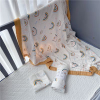 Baby Rainbow Blanket Cotton Bamboo Cotton Swaddle Blanket Rainbow Six-layer Gauze Wrap Toddler Baby Blanket Bath Towel 120*120cm