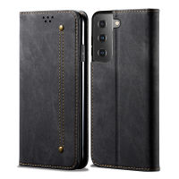 Samsung Galaxy S21 FE 5G, RUILEAN Retro Denim Leather Flip Wallet Stand Case Cover