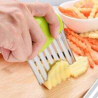 Potato Chip Slicer Cutter Vegetable Fruit Corrugated Wavy Knife French Fries Potato Cutter Kitchen Gadget Accessories Cooking Graters  Peelers Slicers