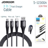 Joyroom S-1230G4 3in1 USB Cable สายชาร์จ 3 หัว ยาว 1.2ม สายชาร์ท 3in1 USB FOR Lightning / Micro / Type-c สายชาร์จ สายถัก ชาร์จเร็ว