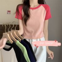 DD SHOPพร้อมส่ง 58067-2 เสื้อไหมพรมคอกลม แขนสั้น ผ้านิ่มสีพื้นใส่สบายมาก