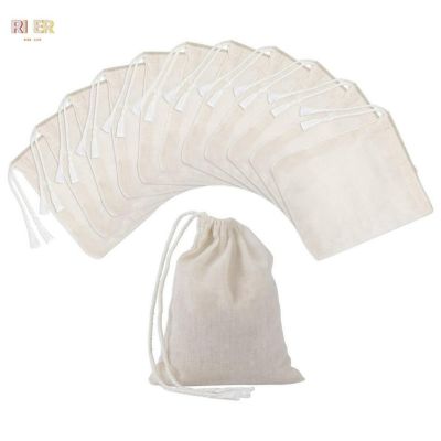 100 Pieces Drawstring Cotton Bags Muslin Bags,Tea Brew Bags (4 x 3 Inches)