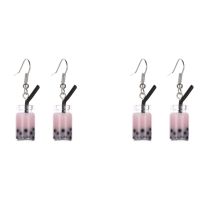 Funny Lemon Ice Black Tea Pearl Milk Tea Earrings Taiwan Boba Bubble Tea Funny Dangle Earrings for Women