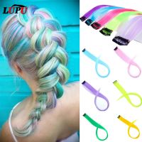 LUPU Synthetic Strands Of Hair Extension 55cm Colored Long Straight Female Rainbow Hair Pieces One Clip Heat Resistant Bundle Wig  Hair Extensions  Pa