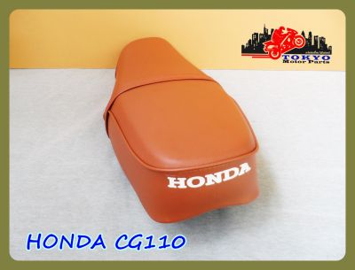HONDA CG110 DOUBLE SEAT COMPLETE "BROWN" with "RED" STITCHING // เบาะ เบาะรถมอเตอร์ไซค์ HONDA CG110 สีน้ำตาล ผ้าเรียบ เดินด้ายแดง สินค้าคุณภาพดี