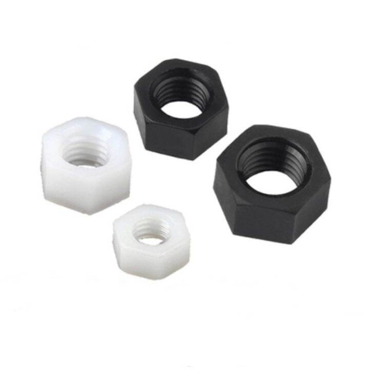 2-100pcs-din934-m2-m2-5-m3-m4-m5-m6-m8-m10-m12-m14-m16-m18-m20-white-and-black-nylon-plastic-hex-nut-nuts