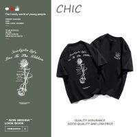 CHIC ผ้าฝ้ายแท้ เสื้อยืดแขนสั้นพิมพ์ลายตัวอักษรเรียบง่าย สบาย ๆ D0037