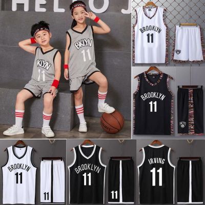 1-14 years City Version NBA Jersey Brooklyn Nets No.11 Irving Basketball Uniform Set Sports Clothes For Kids Boy Girl