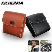 Retro Motorcycle Bag PU Leather Waterproof Repair Tools Bag Universal Handlebar Bag Electric Bicycle Motorcycle Hang Bag