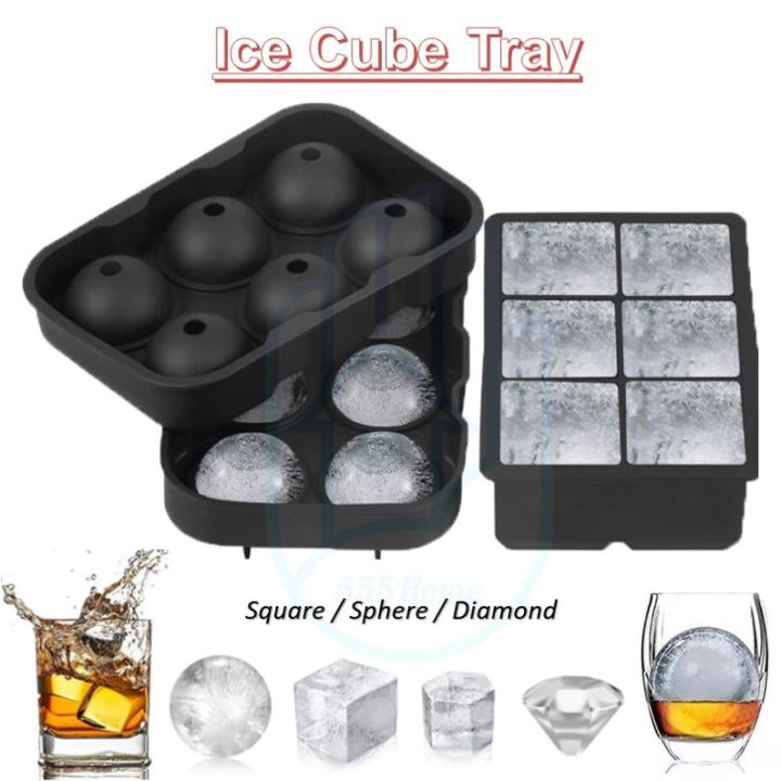 1pc Large 4.5cm Round Ice Cube Mold With Lid, 6 Holes Silicone Whiskey Ice  Ball Mold, Ice Cube Tray, Easy Release, For Cocktails And Whiskey