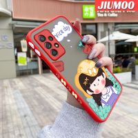 JIUMOO เคสโทรศัพท์ปลอกสำหรับ Samsung Galaxy A52 4G A52 5G A52s 5G เคสสาวน่ารักลายการ์ตูนแบบบางฝ้าแข็งเคสด้านข้างขอบสี่เหลี่ยมซิลิโคนกันกระแทกคลุมทั้งหมดเคสป้องกันเลนส์กล้อง