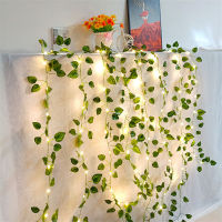 【cw】2m 20led Green Silk Artificial Hanging Ivy Leaf Garland Plants Vine Leaves Led String Lights for Home Garden Bathroom Decoration