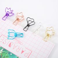 6pcs/lot Cute Heart Star Cat Mini Paper Clips Kawaii Stationery Metal Clear Binder Clips Photos Notes Letter Office Accessories