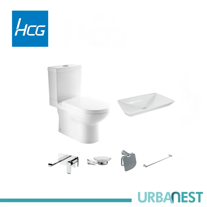 HCG Eton Package P4510 T4H2 AW with toilet, lavatory basin faucet, soap & tissue holder