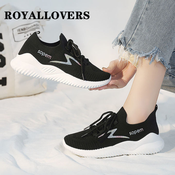 royallovers-ส่งเร็ว-รองเท้าผ้าใบสตรี-ใส่สบายและใช้งานได้หลากหลาย-รองเท้าผ้าใบสตรี-รองเท้าผ้าใบแบบยืดหยุ่นและระบายอากาศได้-สีดำ
