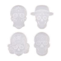 4 Pcs Skull Coaster Epoxy Resin Mold Cup Mat Mug Pad Silicone Mould DIY Crafts Home Decorations Casting Tools