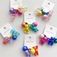 2pcs Korean candy color bear Colorful beads elastic hair bands children hair rope hair tie headwear Girls kids Hair Accessories