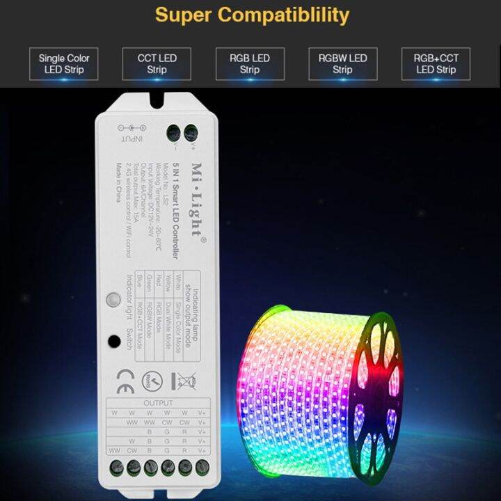 yingke-milight-2-4g-ไร้สาย8โซน-fut089-rf-b8ระยะไกล5in1หน้าจอสัมผัสติดผนังตัวควบคุมไฟ-led-อัจฉริยะสำหรับแถบไฟ-led-rgbct