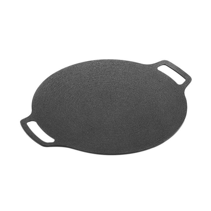 35cm Thick Cast Iron Frying Pan Flat Pancake Griddle NonStick Bbq