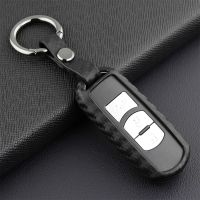 gthrrftdb Carbon Fiber Car Key Cover Key Case for Mazda 2 3 6 Axela Atenza CX-5 CX5 CX-3 CX-7 CX8 CX-9 2016 2017 2018 2/3 Buttons Auto Bag