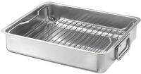 KONCIS Roasting tin with grill rack, stainless steel, 40x32 cm (คอนซีส ถาดย่างพร้อมตะแกรง, สแตนเลส, 40x32 ซม.)